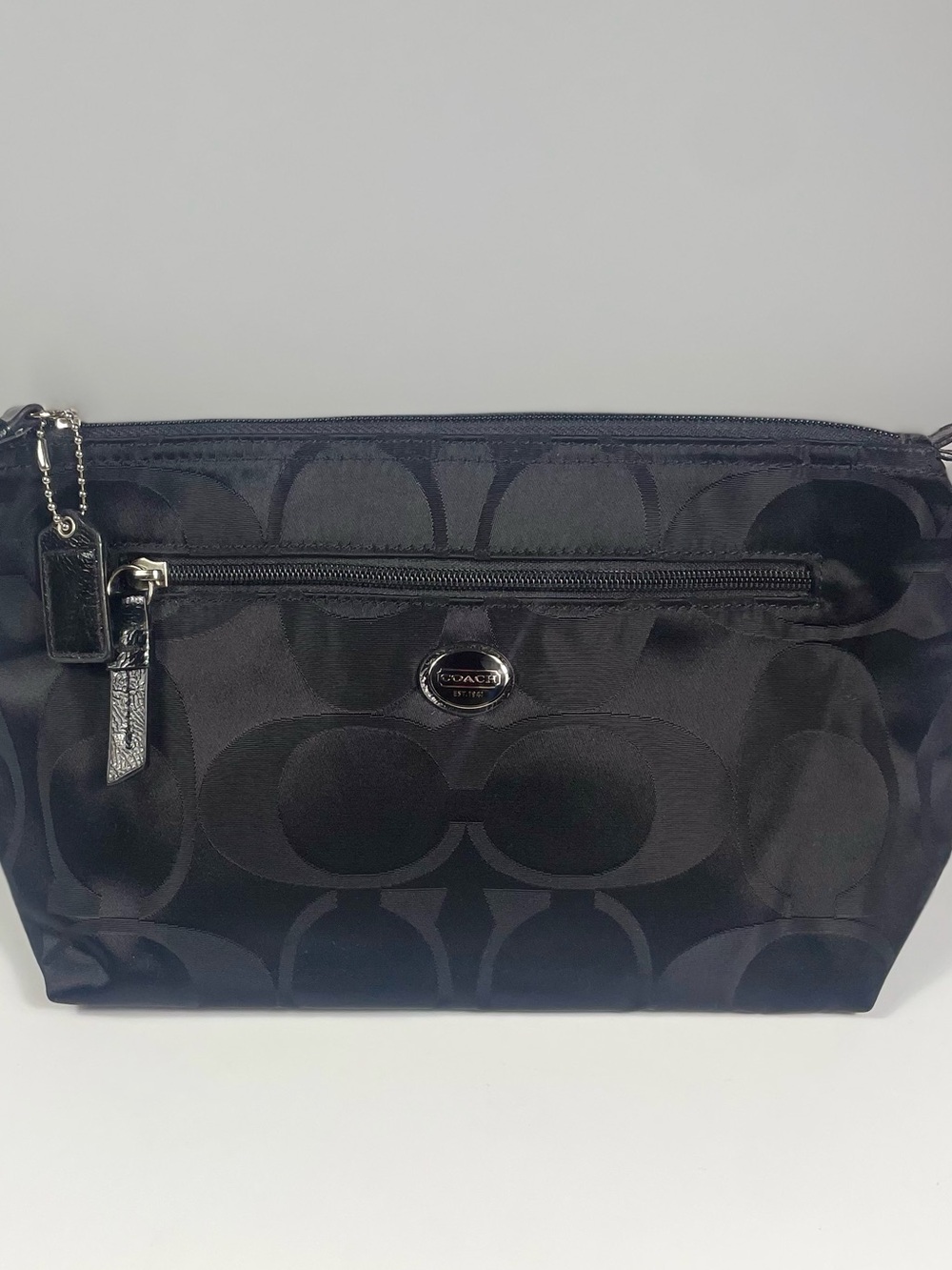 Coach Black Signature Nylon Cosmetic Pouch NEW F77391